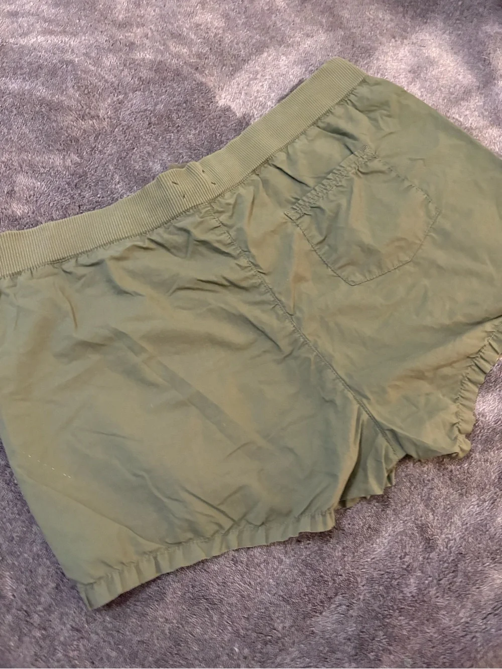 Lou & Grey Olive Green Drawstring Elastic Waist Khaki Utility Shorts sz Large